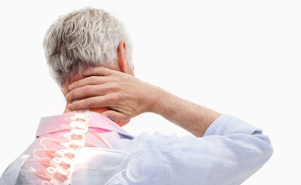 Neck pain in man with osteochondrosis